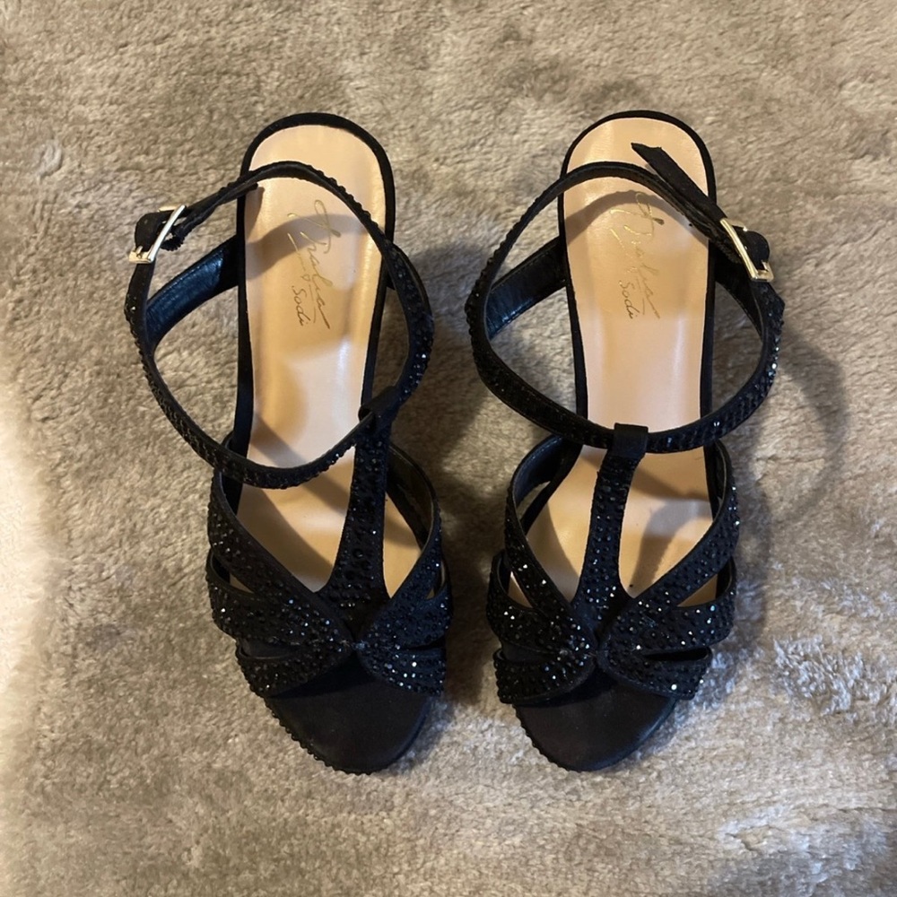 Thalia Sodi Black Glitter Heels